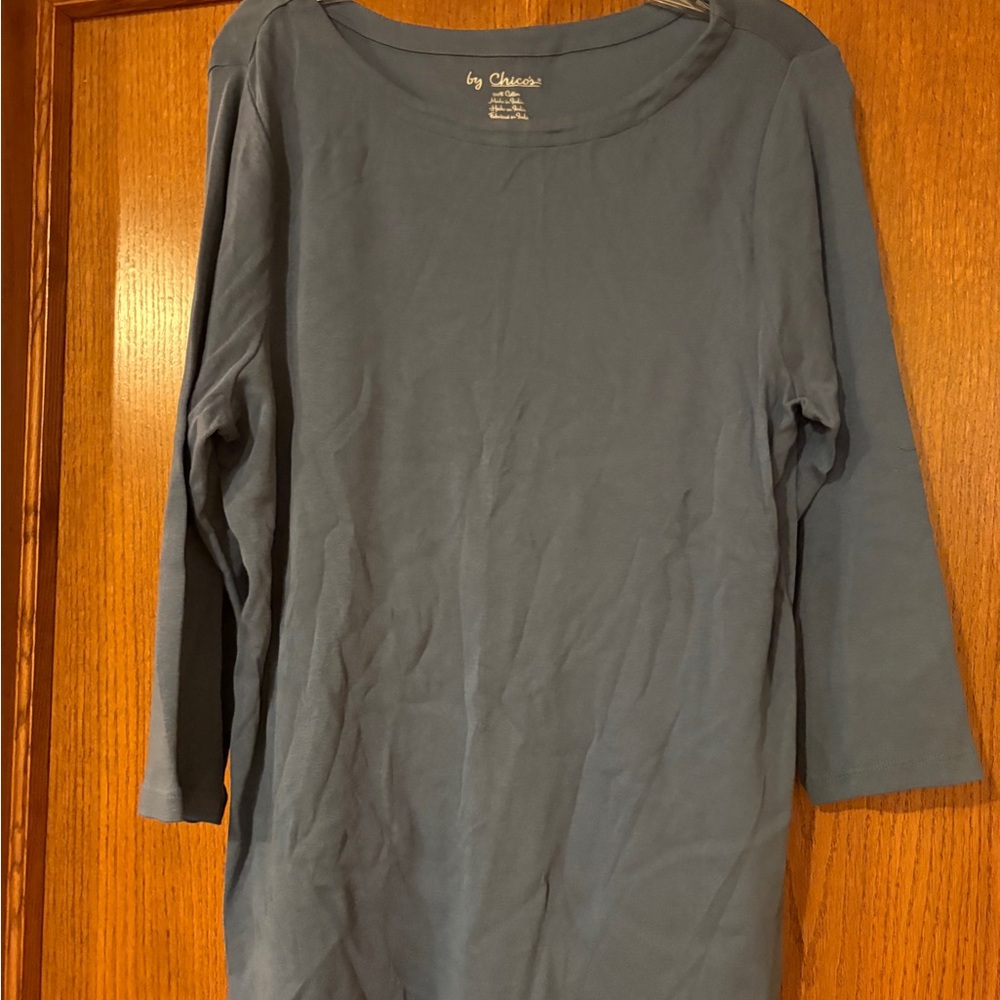 Chico's Blue 3/4 Length Sleeve Tee